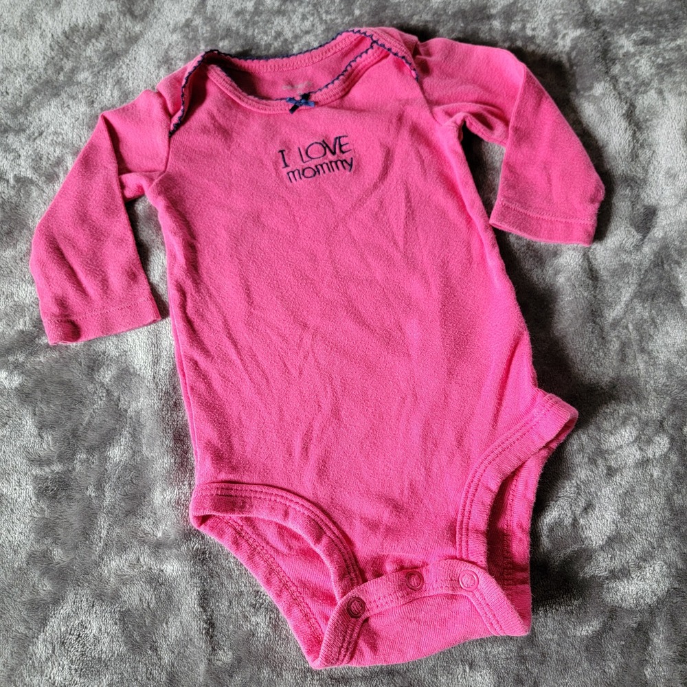 Carter's Bodysuit Baby Girl 3 Months Pink Excellent I Love Mommy Long Sleeve 857